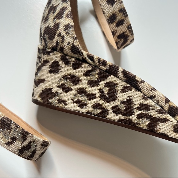 J Crew Laila Wedges Leopard Print Ankle-Strap Sandals Open Toe Cute Trendy 9 - Picture 11 of 12